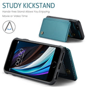 For iPhone SE 2022 / SE 2020 CaseMe C22 Card Slots Holder RFID Anti-theft Phone Case(Blue Green)