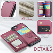 For iPhone SE 2022 / SE 2020 CaseMe C22 Card Slots Holder RFID Anti-theft Phone Case(Wine Red)