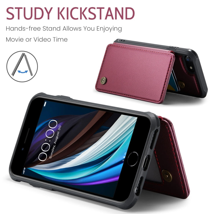 For iPhone SE 2022 / SE 2020 CaseMe C22 Card Slots Holder RFID Anti-theft Phone Case(Wine Red)