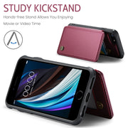 For iPhone SE 2022 / SE 2020 CaseMe C22 Card Slots Holder RFID Anti-theft Phone Case(Wine Red)