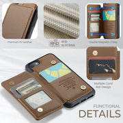 For iPhone SE 2022 / SE 2020 CaseMe C22 Card Slots Holder RFID Anti-theft Phone Case(Brown)
