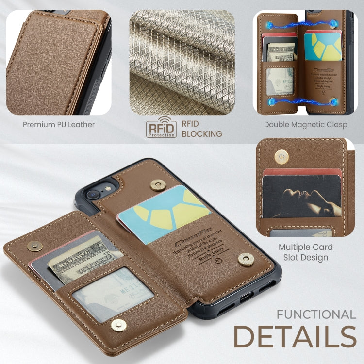 For iPhone SE 2022 / SE 2020 CaseMe C22 Card Slots Holder RFID Anti-theft Phone Case(Brown)