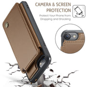 For iPhone SE 2022 / SE 2020 CaseMe C22 Card Slots Holder RFID Anti-theft Phone Case(Brown)