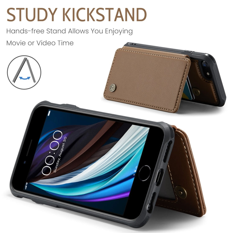 For iPhone SE 2022 / SE 2020 CaseMe C22 Card Slots Holder RFID Anti-theft Phone Case(Brown)