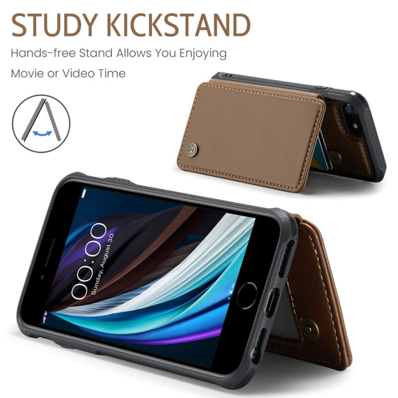 For iPhone SE 2022 / SE 2020 CaseMe C22 Card Slots Holder RFID Anti-theft Phone Case(Brown)