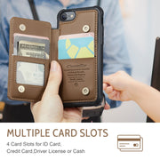 For iPhone SE 2022 / SE 2020 CaseMe C22 Card Slots Holder RFID Anti-theft Phone Case(Brown)