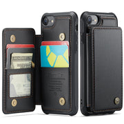 For iPhone SE 2022 / SE 2020 CaseMe C22 Card Slots Holder RFID Anti-theft Phone Case(Black)