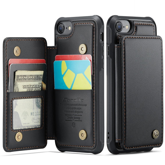 For iPhone SE 2022 / SE 2020 CaseMe C22 Card Slots Holder RFID Anti-theft Phone Case(Black)