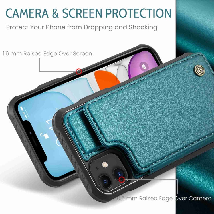 For iPhone 11 CaseMe C22 Card Slots Holder RFID Anti-theft Phone Case(Blue Green)