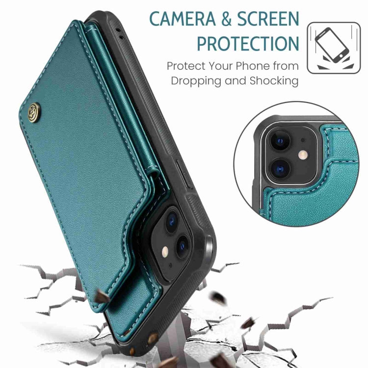 For iPhone 11 CaseMe C22 Card Slots Holder RFID Anti-theft Phone Case(Blue Green)