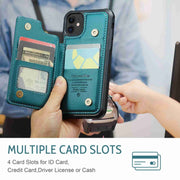 For iPhone 11 CaseMe C22 Card Slots Holder RFID Anti-theft Phone Case(Blue Green)