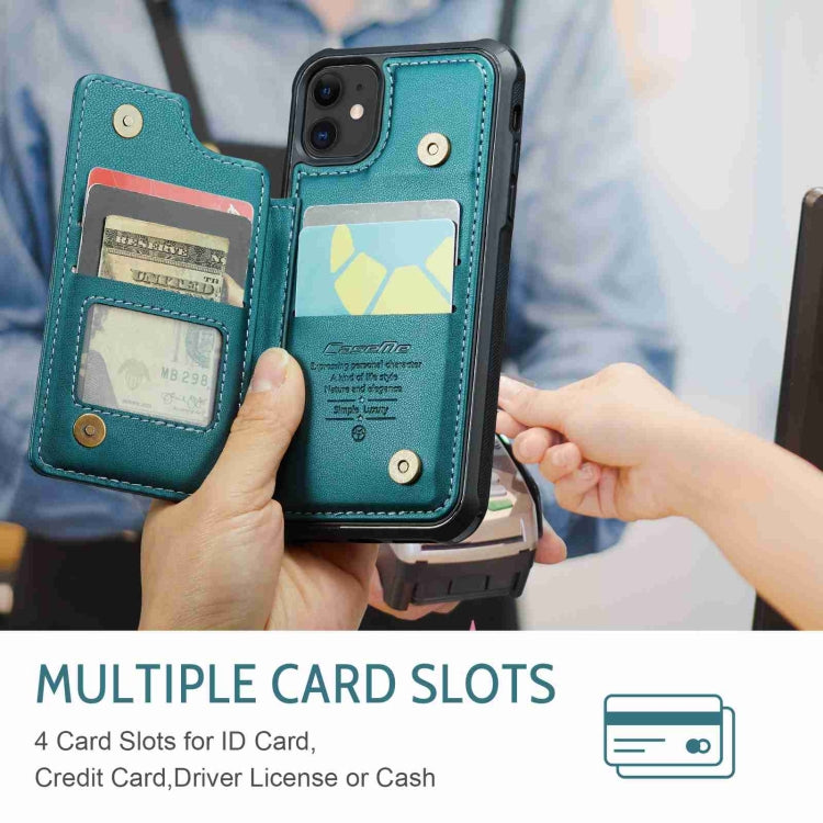 For iPhone 11 CaseMe C22 Card Slots Holder RFID Anti-theft Phone Case(Blue Green)