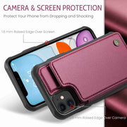 For iPhone 11 CaseMe C22 Card Slots Holder RFID Anti-theft Phone Case(Wine Red)