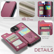 For iPhone 11 CaseMe C22 Card Slots Holder RFID Anti-theft Phone Case(Wine Red)