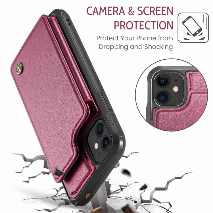 For iPhone 11 CaseMe C22 Card Slots Holder RFID Anti-theft Phone Case(Wine Red)