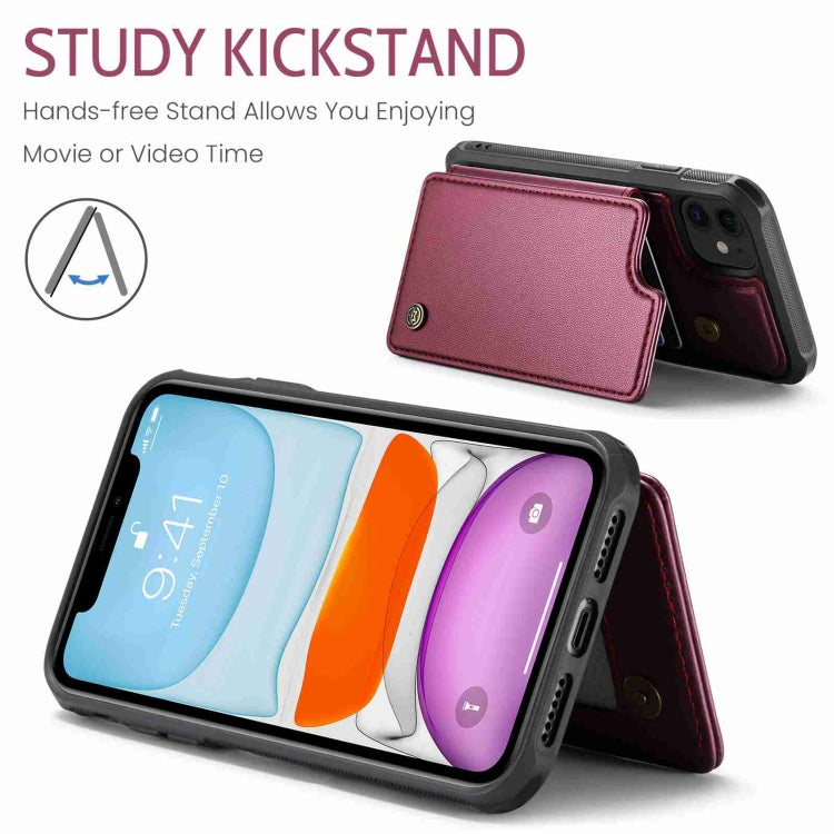 For iPhone 11 CaseMe C22 Card Slots Holder RFID Anti-theft Phone Case(Wine Red)