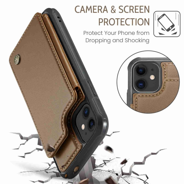 For iPhone 11 CaseMe C22 Card Slots Holder RFID Anti-theft Phone Case(Brown)