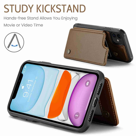 For iPhone 11 CaseMe C22 Card Slots Holder RFID Anti-theft Phone Case(Brown)
