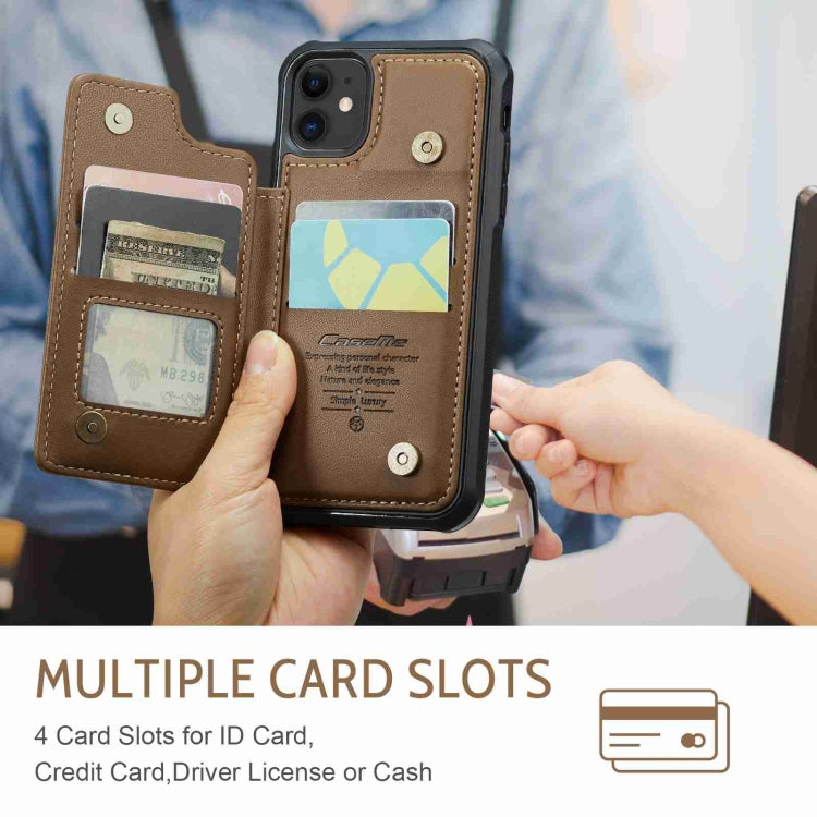 For iPhone 11 CaseMe C22 Card Slots Holder RFID Anti-theft Phone Case(Brown)