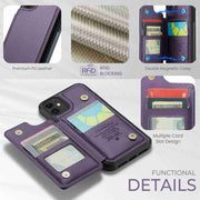 For iPhone 11 CaseMe C22 Card Slots Holder RFID Anti-theft Phone Case(Purple)