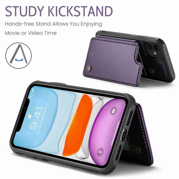 For iPhone 11 CaseMe C22 Card Slots Holder RFID Anti-theft Phone Case(Purple)