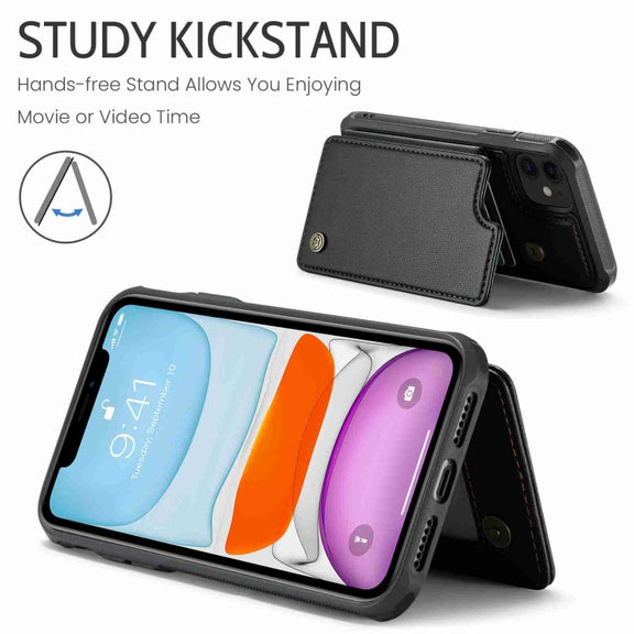 For iPhone 11 CaseMe C22 Card Slots Holder RFID Anti-theft Phone Case(Black)