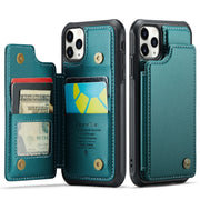 For iPhone 11 Pro CaseMe C22 Card Slots Holder RFID Anti-theft Phone Case(Blue Green)