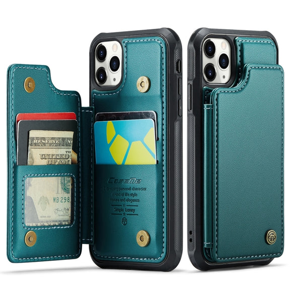 For iPhone 11 Pro CaseMe C22 Card Slots Holder RFID Anti-theft Phone Case(Blue Green)