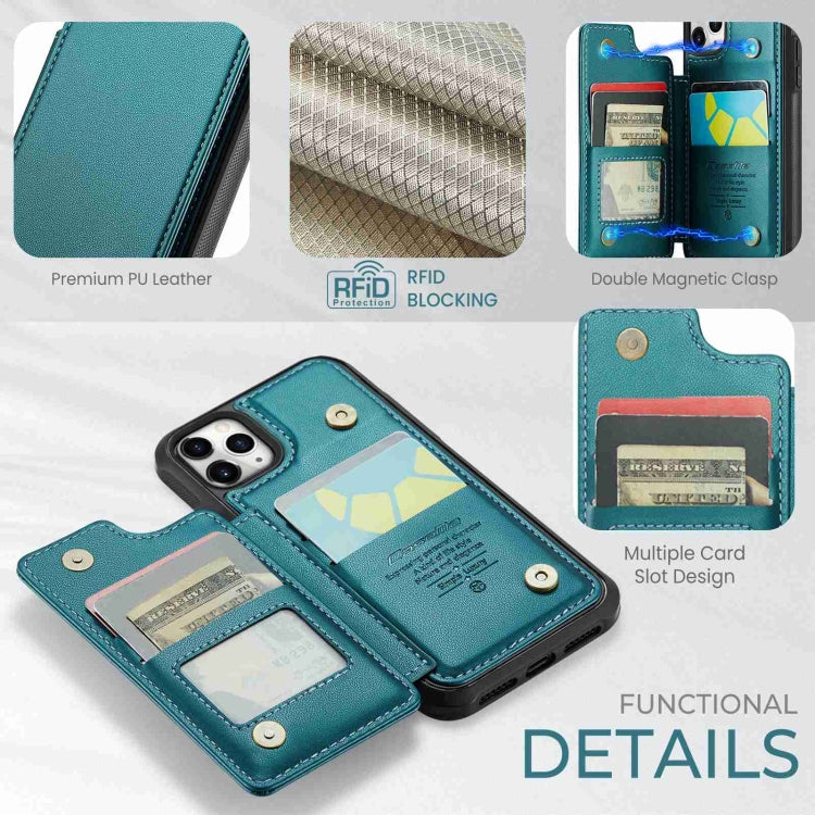 For iPhone 11 Pro CaseMe C22 Card Slots Holder RFID Anti-theft Phone Case(Blue Green)