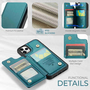 For iPhone 11 Pro CaseMe C22 Card Slots Holder RFID Anti-theft Phone Case(Blue Green)