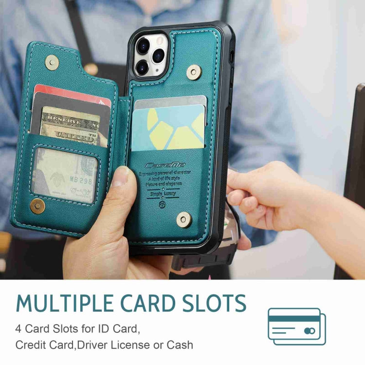 For iPhone 11 Pro CaseMe C22 Card Slots Holder RFID Anti-theft Phone Case(Blue Green)
