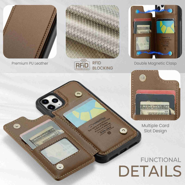 For iPhone 11 Pro CaseMe C22 Card Slots Holder RFID Anti-theft Phone Case(Brown)