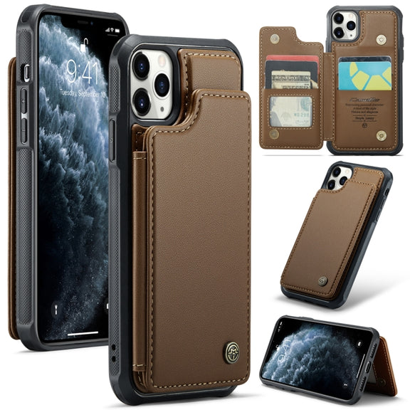 For iPhone 11 Pro CaseMe C22 Card Slots Holder RFID Anti-theft Phone Case(Brown)
