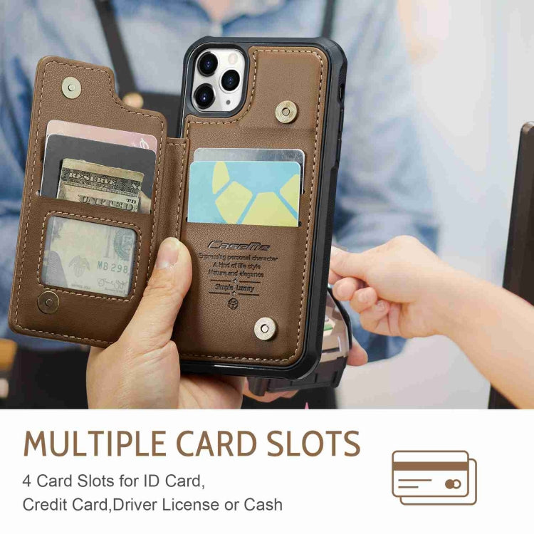 For iPhone 11 Pro CaseMe C22 Card Slots Holder RFID Anti-theft Phone Case(Brown)