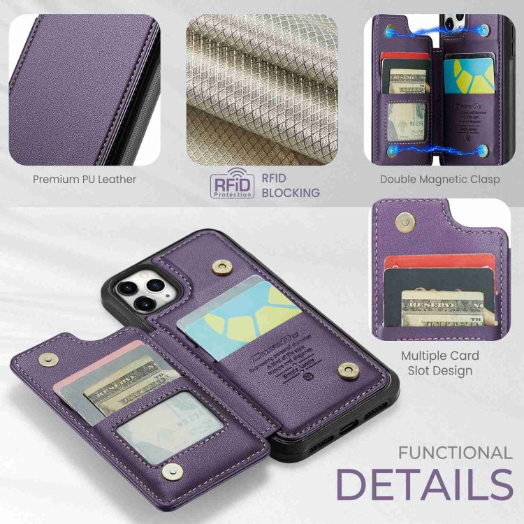 For iPhone 11 Pro CaseMe C22 Card Slots Holder RFID Anti-theft Phone Case(Purple)