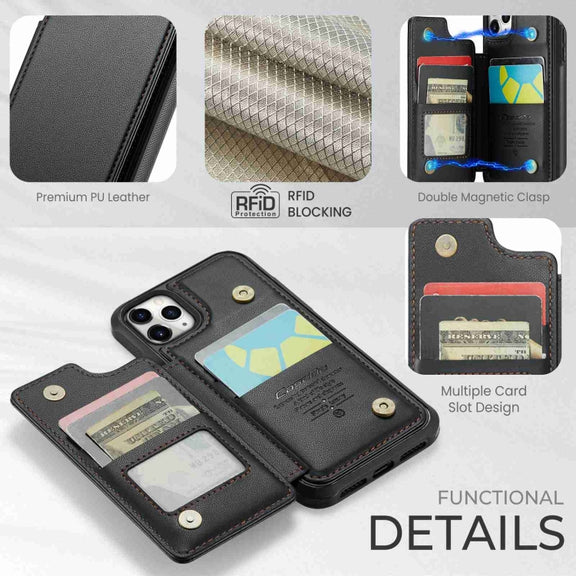 For iPhone 11 Pro CaseMe C22 Card Slots Holder RFID Anti-theft Phone Case(Black)