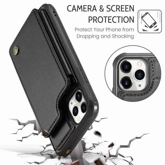 For iPhone 11 Pro CaseMe C22 Card Slots Holder RFID Anti-theft Phone Case(Black)