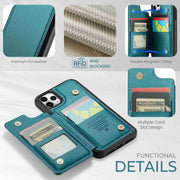 For iPhone 11 Pro Max CaseMe C22 Card Slots Holder RFID Anti-theft Phone Case(Blue Green)
