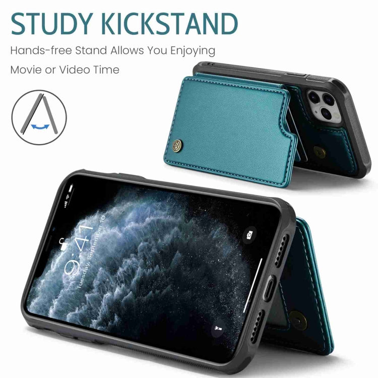 For iPhone 11 Pro Max CaseMe C22 Card Slots Holder RFID Anti-theft Phone Case(Blue Green)