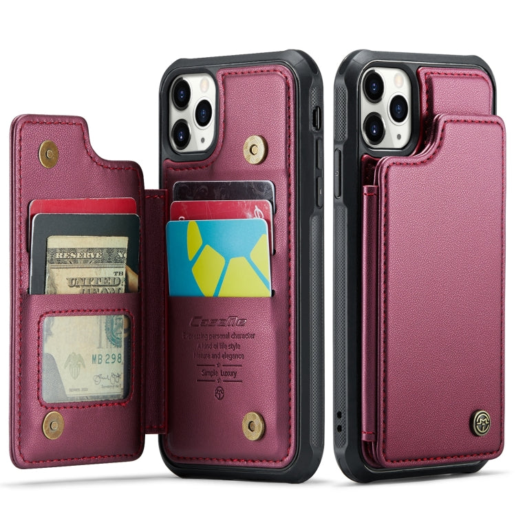 For iPhone 11 Pro Max CaseMe C22 Card Slots Holder RFID Anti-theft Phone Case(Wine Red)