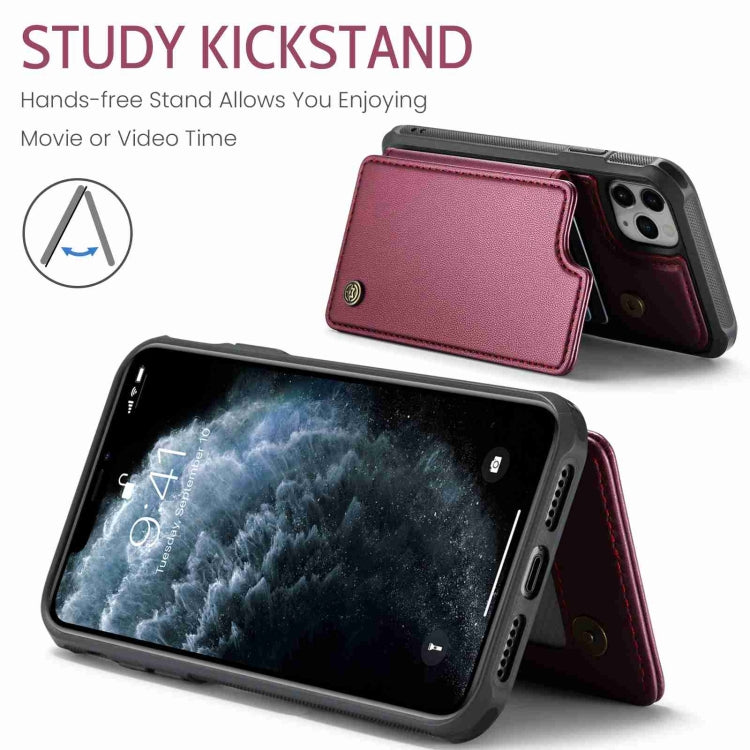 For iPhone 11 Pro Max CaseMe C22 Card Slots Holder RFID Anti-theft Phone Case(Wine Red)