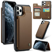 For iPhone 11 Pro Max CaseMe C22 Card Slots Holder RFID Anti-theft Phone Case(Brown)