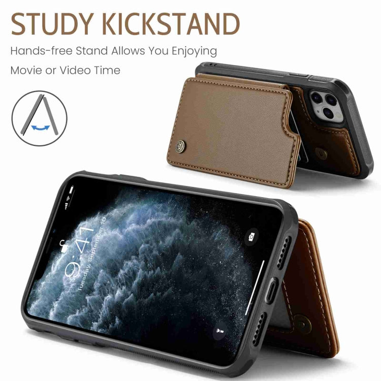 For iPhone 11 Pro Max CaseMe C22 Card Slots Holder RFID Anti-theft Phone Case(Brown)