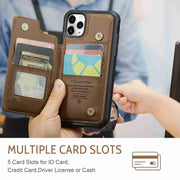 For iPhone 11 Pro Max CaseMe C22 Card Slots Holder RFID Anti-theft Phone Case(Brown)