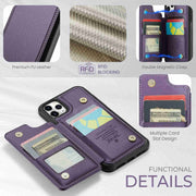 For iPhone 11 Pro Max CaseMe C22 Card Slots Holder RFID Anti-theft Phone Case(Purple)