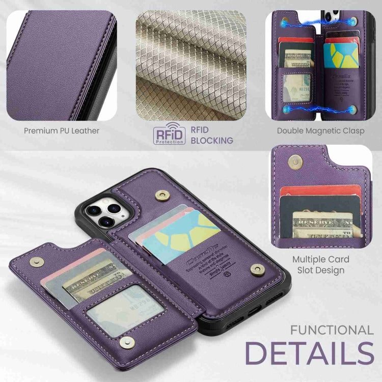 For iPhone 11 Pro Max CaseMe C22 Card Slots Holder RFID Anti-theft Phone Case(Purple)