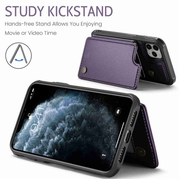For iPhone 11 Pro Max CaseMe C22 Card Slots Holder RFID Anti-theft Phone Case(Purple)