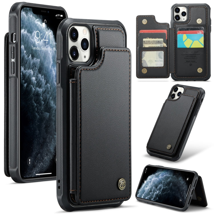 For iPhone 11 Pro Max CaseMe C22 Card Slots Holder RFID Anti-theft Phone Case(Black)