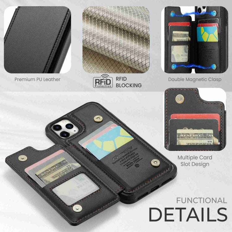 For iPhone 11 Pro Max CaseMe C22 Card Slots Holder RFID Anti-theft Phone Case(Black)