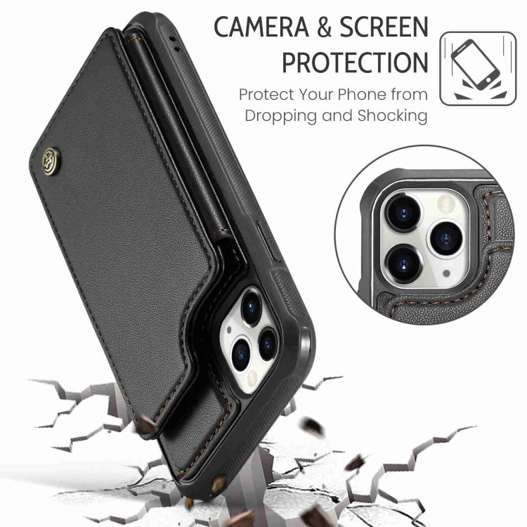 For iPhone 11 Pro Max CaseMe C22 Card Slots Holder RFID Anti-theft Phone Case(Black)
